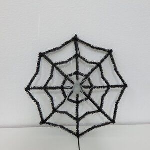 6 Black Spider Webs & Hanging Glow Spiders, Halloween Decoration 